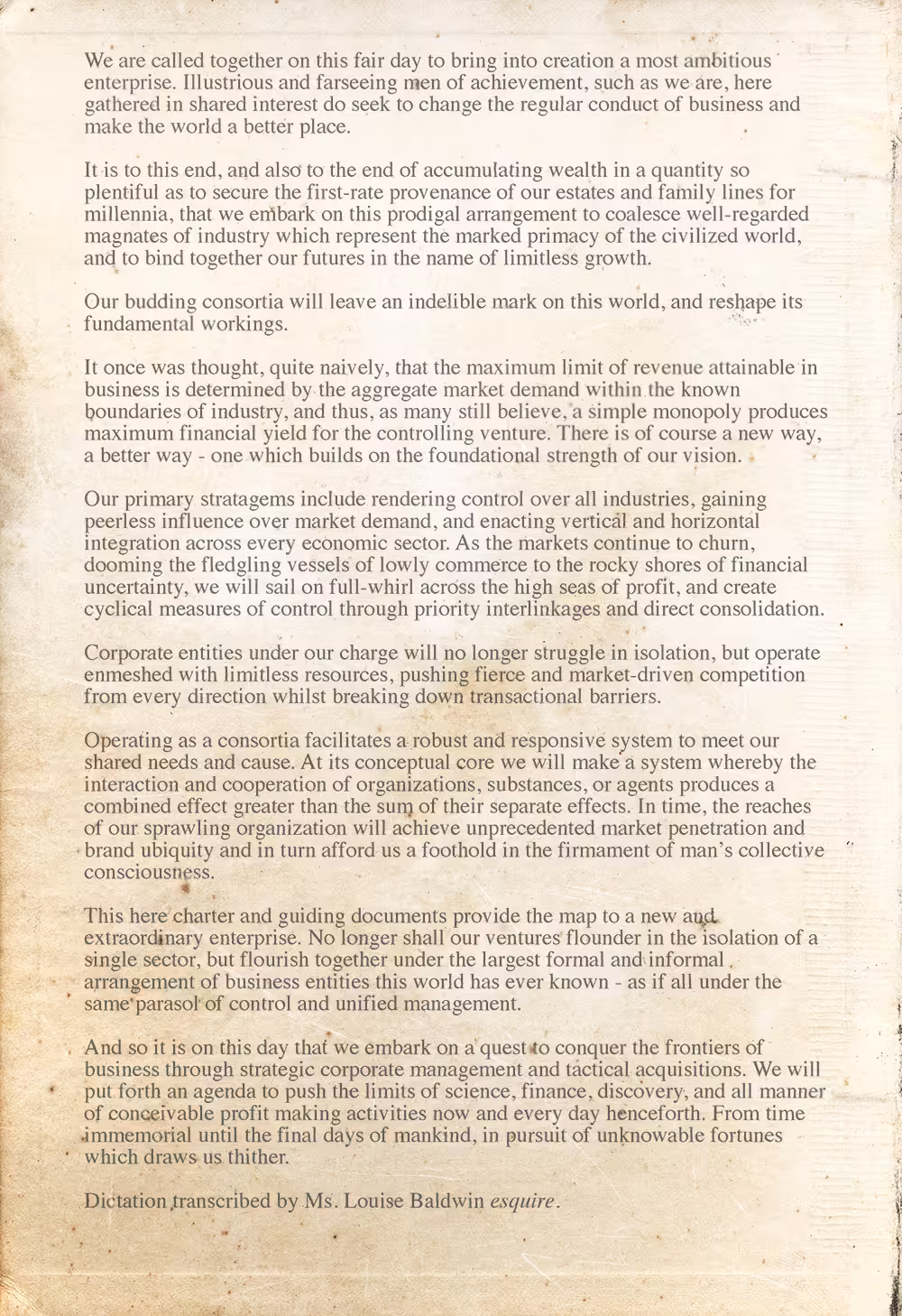 The charter in all it's glory