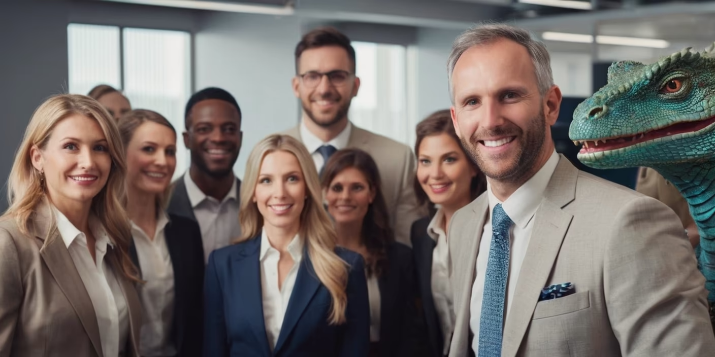 Happy employees transfixed by their subliminal desires to increase shareholder value.